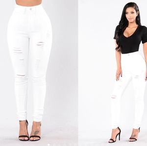 Fashion nova distressed white jeans